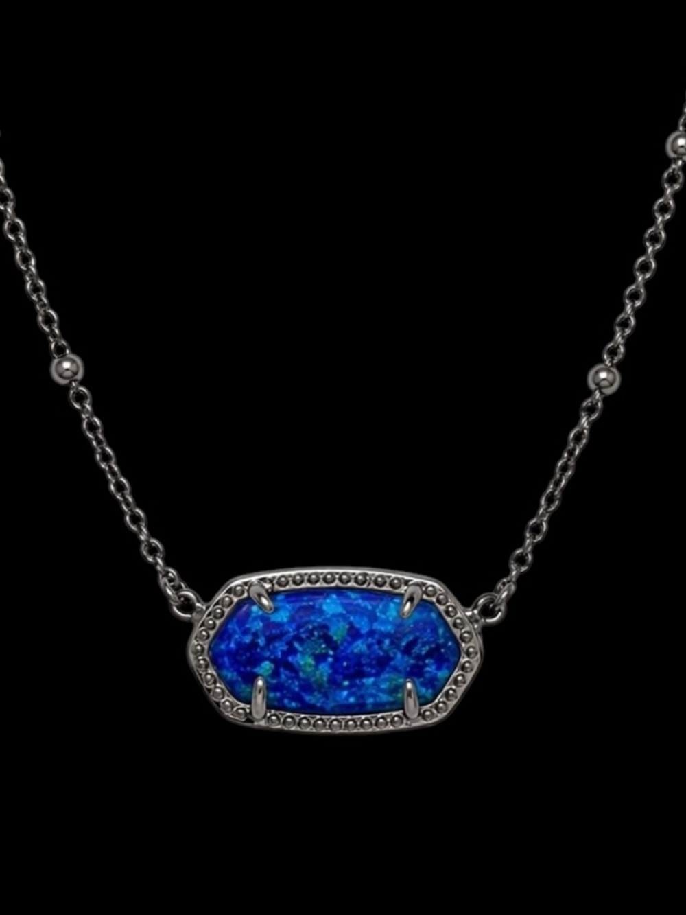 Kendra Scott Elisa Satellite Gunmetal Necklace in Royal Blue Kyocera Opal
